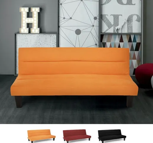 Divano letto in microfibra velluto 2 posti design moderno Ametista Rainbow Colore: Arancio...