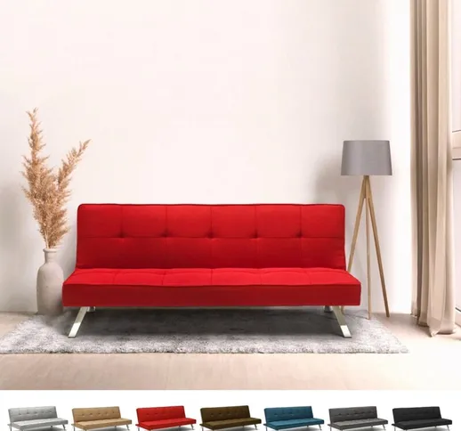 Divano letto in tessuto 2 posti design moderno Gemma pronto letto Colore: Rosso