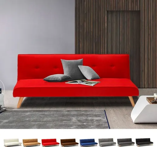 Divano letto in tessuto 2 posti per salotto e soggiorno design Larimar | Colore: Rosso