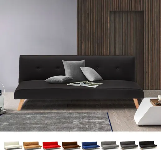 Divano letto in tessuto 2 posti per salotto e soggiorno design Larimar | Colore: Nero