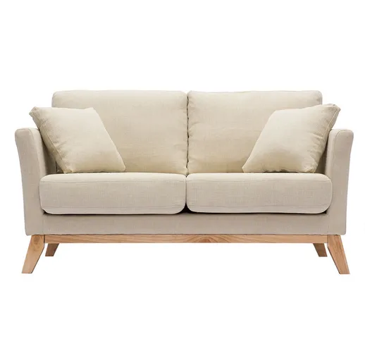 Divano scandinavo 2 posti beige e piedi in legno chiaro oslo - Beige naturale