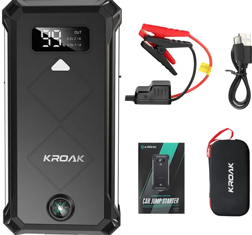 Kroak K-JS05 Avviatore portatile lcd per auto 2400A 24000mAh Powerbank Batteria Booster ne...
