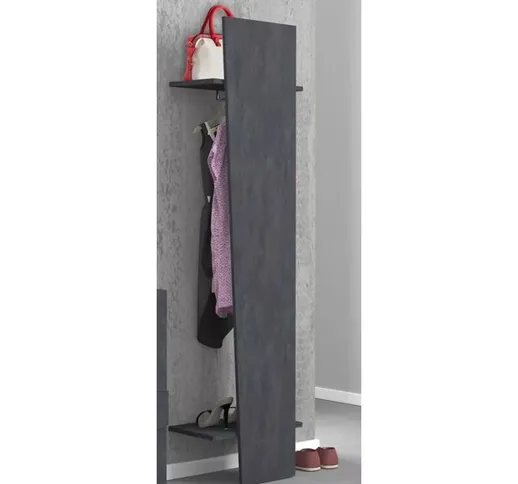 Appendiabiti verticale, Made in Italy, con tubo per vestiti, due ripiani, Mobile per ingre...