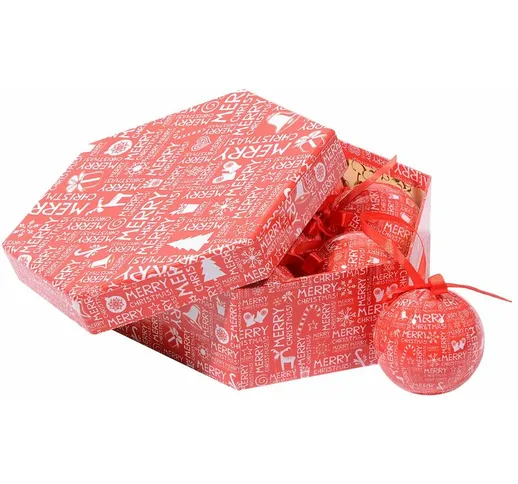 Box 7 sfere natalizie, Fantasia scritte, Set assortimento palline di Natale, Scatola set a...