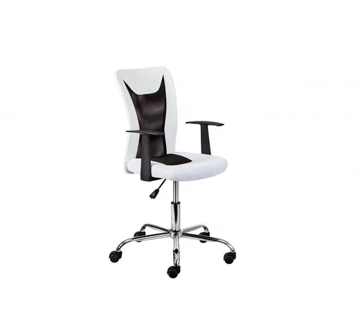 Dmora - Poltrona ufficio con braccioli, regolabile in altezza, color bianco e nero, cm 55x...