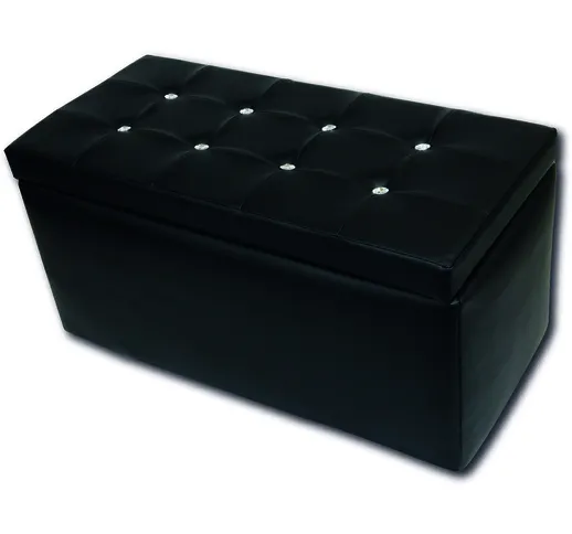 Dmora - Pouf contenitore in similpelle, colore nero, Misure 90 x 45 x 45 cm