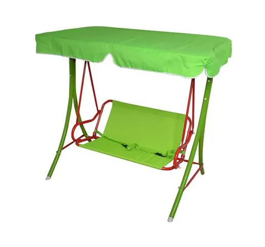 Dondolo da giardino con parasole 2 posti per bambini in acciaio e tessuto verde