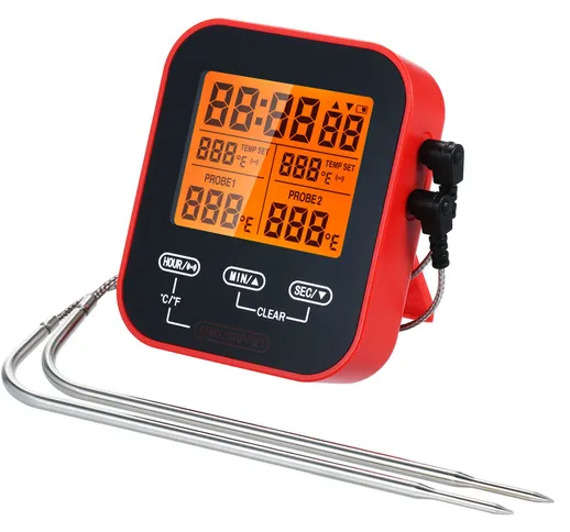 doppia temperatura elettronico cibo termometro dell'ago senza spedizioni batteria, rosso