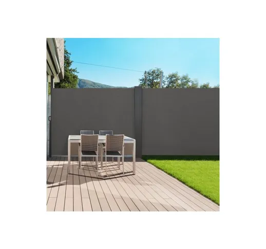 Doppio tenda sole laterale retrattile 180 x 400 cm grigio antracite