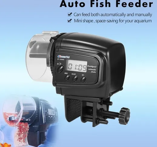 Dosatore Distributore Cibo Pesci Con Timer Display Lcd Per Acquario Automatico