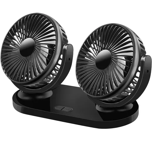 Dual Head USB Fan 360 Degree Rotating 5V 2A 3 Speed Modes Portable for Dormitory Office De...