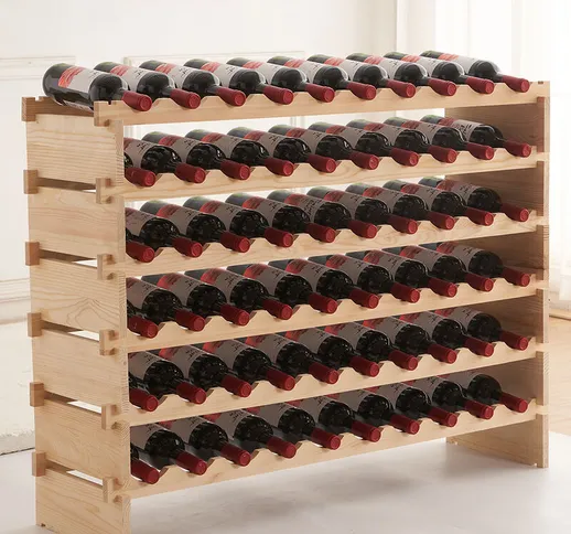 Dyhf - Scaffale per Vino modulare impilabile a 6 livelli da 60 bottiglie Portabottiglie pe...