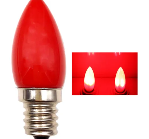 E12 Lampadina a candela con diodi emettitori di luce 1.5W Coperchio in vetro rosso Lampadi...