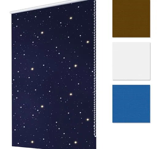 Ecd Germany - Tenda a Rullo Oscurante - 55 x 150 cm - Blu con Stelle - KlemmFix - Senza Fo...