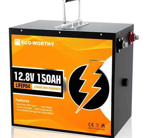 Batteria al litio ricaricabile 12V 150Ah LiFePO4 con oltre 3000 cicli profondi e protezion...