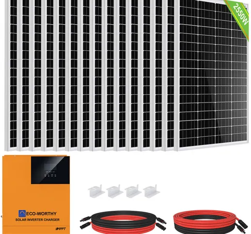 Eco-worthy - Kit pannello solare da 2500 w con inverter-controller all-in-one solare a ond...