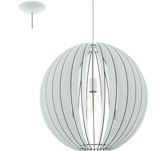 Pendant Light ottica bastone di legno Cossano bianco, E27 max. 1X60W altezza 110 centimetr...