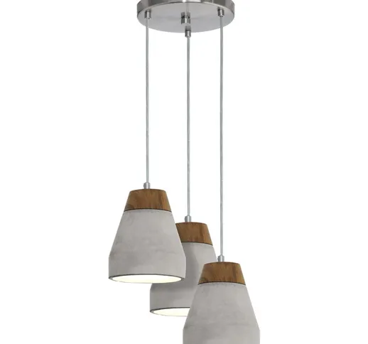 Eglo - lampada a sospensione marrone Tarega in legno grigio, cemento, grigio 3X60W h: 150...