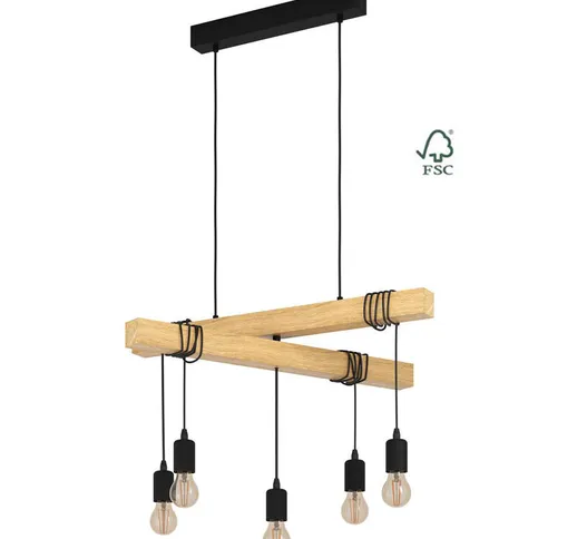 Lampada a sospensione Townshend Black, Brown l: 70 b: 39 h: 90 cm dimmerabile