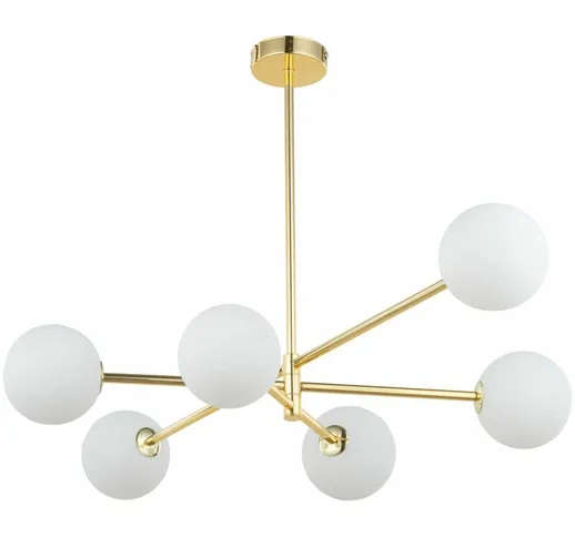 Elegante lampada da soffitto vetro metallo in oro bianco - Oro, Bianco