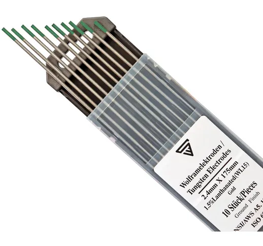 Stahlwerk - Elettrodi di tungsteno wp Verde 2,4 mm x 175 mm 10 pezzi