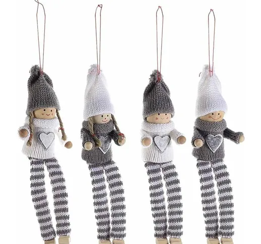 Elfi Natalizi da appendere in stoffa set da 8 decorazioni per casa e albero di Natale