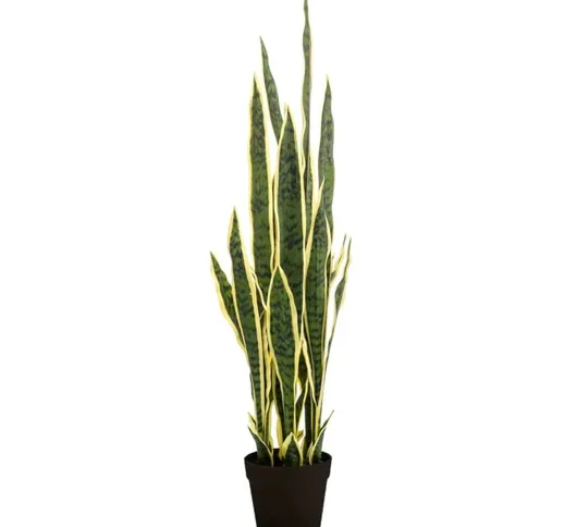 Pianta Artificiale Sansevieria in Vaso di Plastica 97 cm Emerald Verde