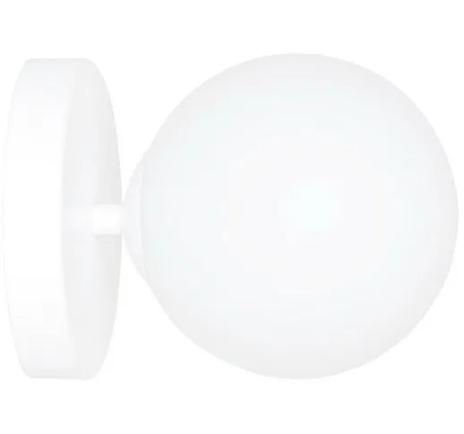 Emibig bior Lampada da parete globo bianca con paralumi in vetro bianco, 1x E14