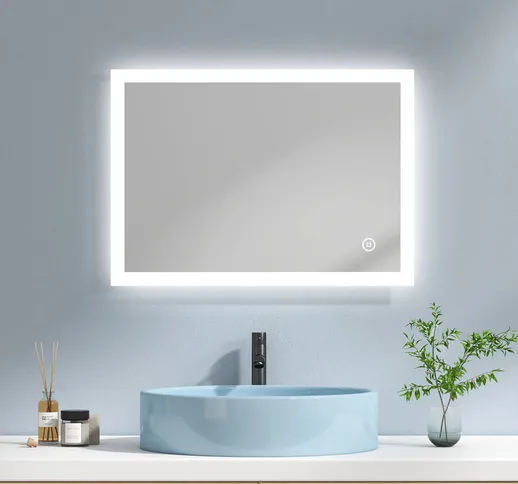  Specchio Bagno LED Specchio Bagno con Luce 70 x 50 cm, con Interruttore Tattile + Anti-ap...