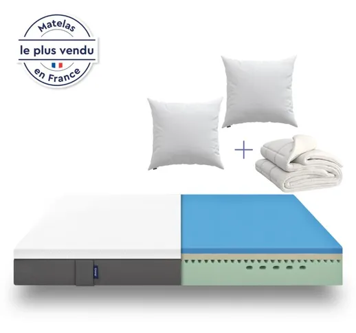  Pack Original 140x190 cm Matelas Mémoire de Forme Confort Optimal N°1 en France Oreiller...