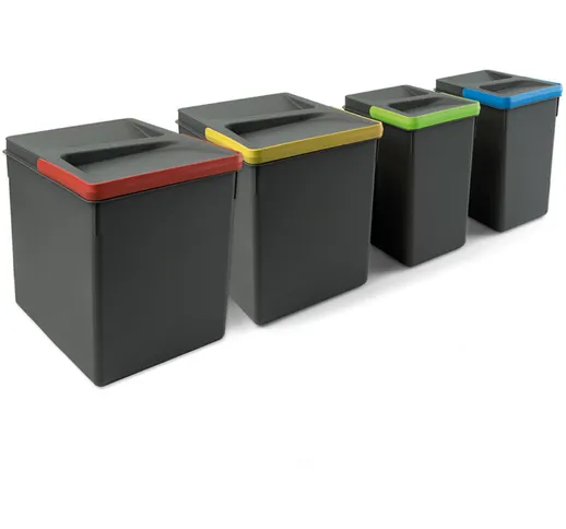 Emuca Contenitori per cassetti da cucina Recycle, Altezza 266, 2x15 + 2x7, Plastica grigio...