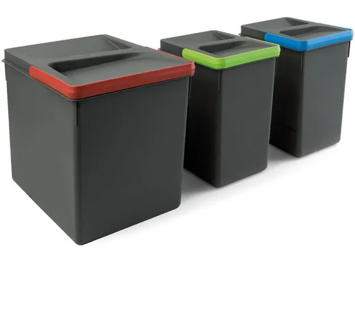 Contenitori per cassetti da cucina Recycle, Altezza 266, 1x15 + 2x7, Plastica grigio antra...