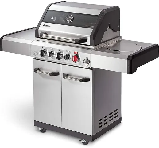 Kansas Pro 3 sik Turbo Barbecue a Gas - Bbq a gas a 3 Bruciatori in Acciaio Inossidabile c...