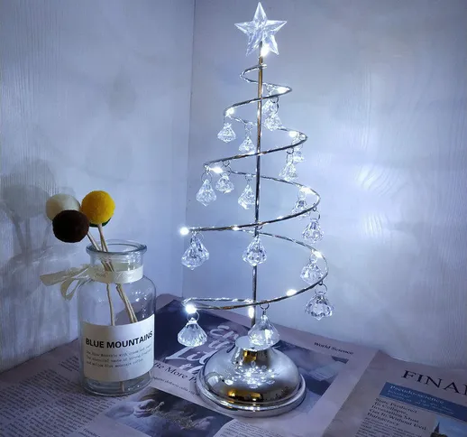 Espositore da tavolo in metallo per albero di Natale con lampada a spirale in ferro battut...