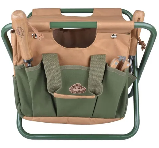 Vidaxl - Esschert Design Borsa per Attrezzi da Giardinaggio e Sgabello GT01