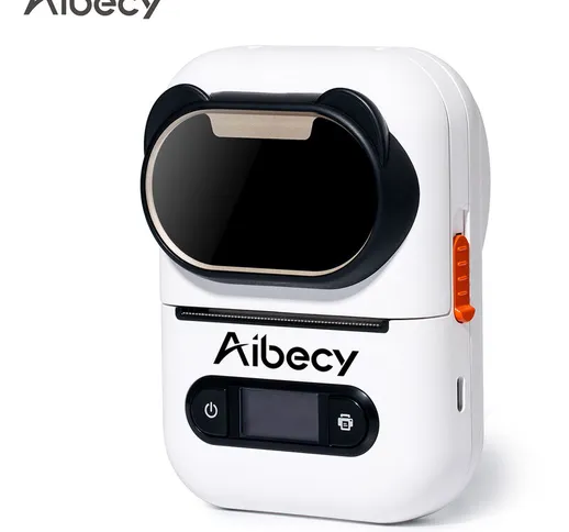 Aibecy - Etichettatrice termica bluetooth 203 dpi (batteria al litio incorporata) bianca Y...