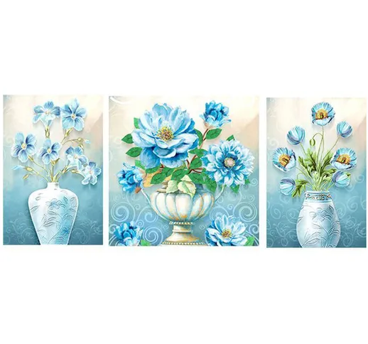 Fai da te 5D Diamond Jewel Paint Kit per adulti e bambini Trittico Flower Vaso Pattern Dia...