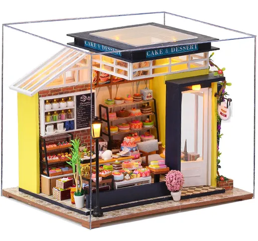 Fai da te casa delle bambole giocattolo in miniatura miele da forno assemblare kit casa de...