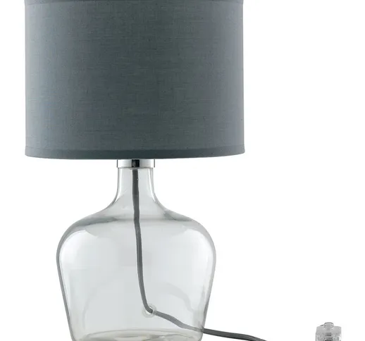 Lampada da tavolo hendrix in vetro con paralume in tessuto grigio - Grigio
