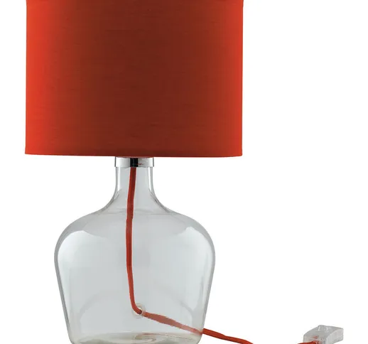 Luce Ambiente E Design - Lampada da tavolo hendrix in vetro con paralume in tessuto rosso...