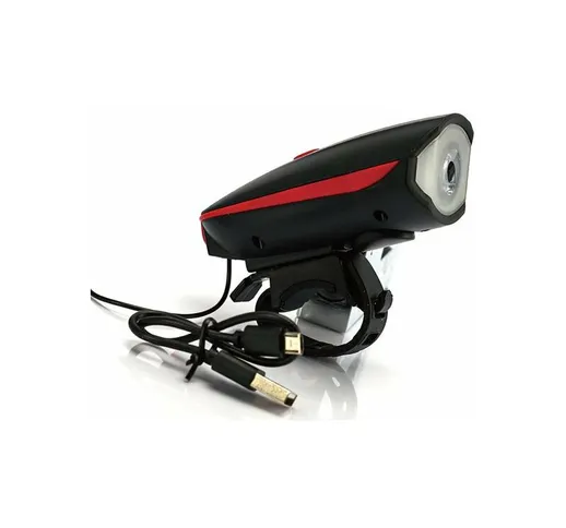 Fanale Bici Anteriore Con Clacson Luci Led Ricaricabile Con USB 1200mAh 3 Modalita Imperme...