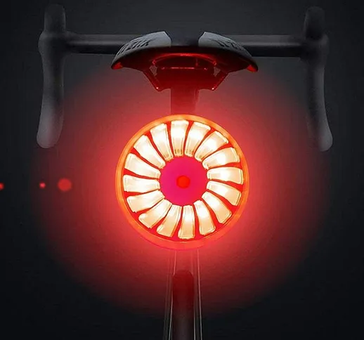 Fanale posteriore per bici con freno intelligente Fanale posteriore USB ricaricabile, ross...