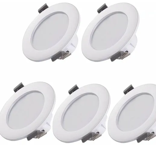 Faretti 5 led perla rara per bagno, IP44 Diametro faccia 120mm Dimensione foro 90-115mm bi...