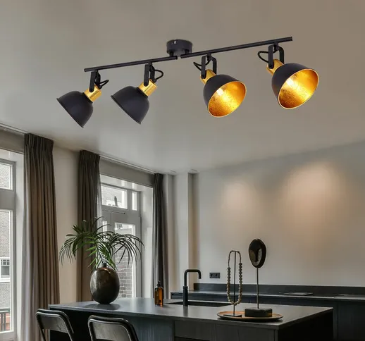 Etc-shop - Lampada da soffitto spot bar lampada orientabile oro nero faretti in un set con...