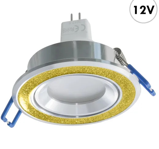 Zeitnet Inc. - Faretto dorato brillantini incasso tondo 7cm lampada LED 12V MR16 7W GU5.3...