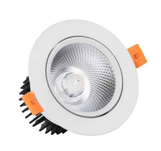 Downlight LED 12W Regolabile COB Orientabile Rotondo (UGR19) Bianco Foro Ø 90 mm Bianco Na...