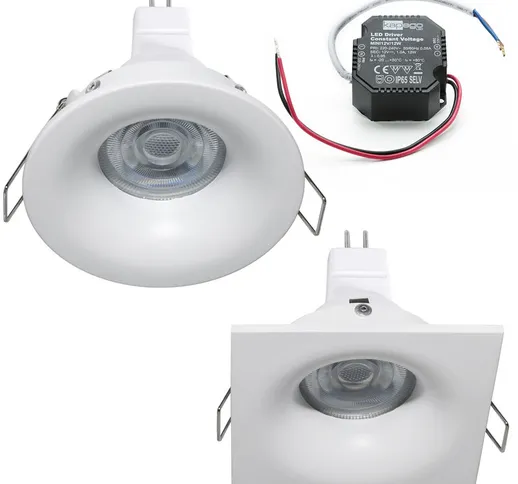 Faretto LED 7W incasso 7cm luci soffitto box doccia bagno turco GU5.3 alimentatore 12V IP6...