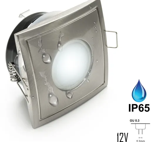 Faretto led 7W incasso quadrato IP65 luci box doccia bagno turco vasca 12V MR16 Luce Bianc...