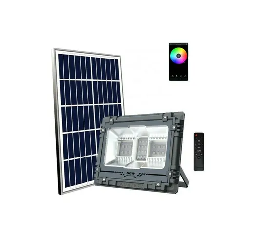 Trade Shop - Faro Led Rgb 6500k Solare 60w Programmabile Telecomando App Bluetooth Aw60c