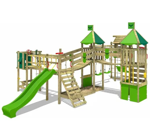 FATMOOSE Parco giochi in legno FunnyFortress Giochi da giardino con altalena TowerSwing e...